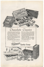 Antique 1924 Whitmans Print Ad Chocolate Classics Candy Nuts Sampler Home Decor picture