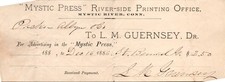 Mystic Press River-Side Printing Office 1886 CT Antique Letterhead Billhead TB9 picture