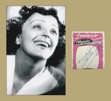 Edith Piaf (1915-1963) - French singer - Rare signed record sticker - COA picture