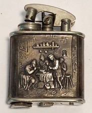 VTG 900 Silver Lift Arm Table Pocket Lighter Pub Scene picture