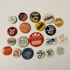 Vintage 1970s Funny Novelty Pinback Buttons Lot of 20 Humor Slogan Advertising  picture