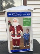 Vintage Gemmy Animated Singing Santa Huge 5 Foot Talks Dances In Box Works 2005 picture