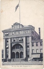 Newark New Jersey City Hall Street View Antique Postcard Unposted Good Condition picture