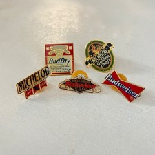 VTG lot 5 BUDWEISER Beer Logo Enamel Lapel Pins Michelob Bud Dry picture