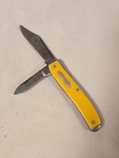 Vintage Imperial Prov RI USA 2 Blade Folding Pocket  Knife Yellow Handle picture