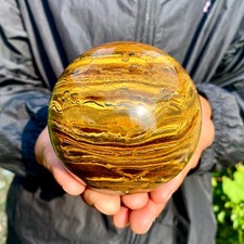 2.27LB Natural Tiger Eye Stone Crystal Ball Quartz Healing Sphere Décor picture