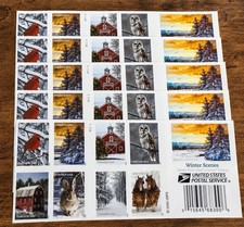 Genuine USPS Forever Stamps – Winter Scenes – 10 Sheets of 20 – 200 Stamps picture