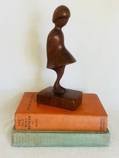 Vintage Arne Basse Danish Girl Figurine MCM Teak Sculpture picture