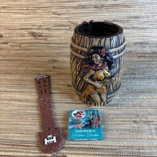 Ukulele Wahine Rum Barrel Tiki Mug Hidden Harbor Eekum Bookum #65 5.25