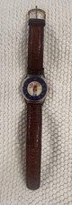 Vintage 1990’s Rare Fossil Made Pepsi Cola Logo Dial Wristwatch Leather Strap picture