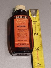 Rare Antique Vintage Paregoric Medicine Bottle, Blake Pharmacal Co, Allegan, MI. picture