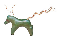 Raku Spirit Pony Green Clay Copper Figurine Jeremy Dillar ‌USA Folk Art Horse  picture
