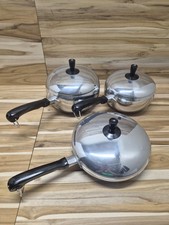 Vintage Wear-Ever BONUS Aluminum Cookware 3-Piece Set Pots Skillet Lids  MCM  picture