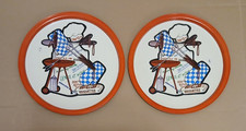 Set of 2 Vtg Mid Century Modern Metal Trays BBQ Picnic Grilling MCM 10.75