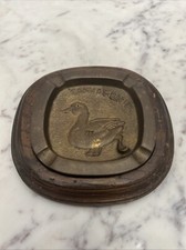 Valmazan Sarried Spain Heavy Brass Canvas Back Ashtray RARE Unique Vintage picture