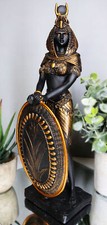 Ebros Egyptian Theme Isis Holding Shield Bronzed Resin Figurine 10.5