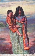 Mohave Indian Squaw & Papoose Native American Mojave Tucks Oilette Postcard picture