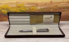 Vintage MONTBLANC M1866 Silver Tone Barrel & Cap with Gold Clip  Ballpoint Pen picture