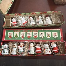 Vintage Relco Creation Japan Ceramic Place Card Holders 12 Pc Christmas... picture