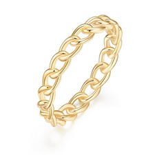 Mameloly 14K Gold Plated Wedding Bands Women Open Chain Link Ring Size 5 picture