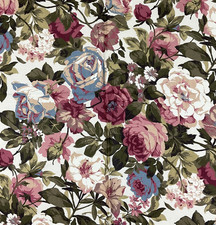 Vintage 80s Atelier Garden Floral Cotton Fabric 47” x 49” picture