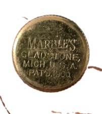 Vintage Marble's Match Safe Gladstone Mich Pat 1900 Brass Waterproof No Compass picture