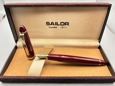 Sailor FOUNDED 1911 Fountain Pen Bordeaux 14K Gold H-F Nib Used Japan w/ box picture