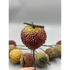 9 Vtg Glass Sugared Beaded Fruit Floral Picks Xmas Ornaments Apples Pear Jeweled picture