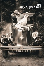 1920s Flapper Woman 💙 Vintage Car - 4x6 Photo - Jazz Age Lifestyle picture