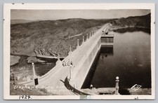 Real Photo Postcard People on Elephant Bute Dam in New Mexico c1920 RPPC picture