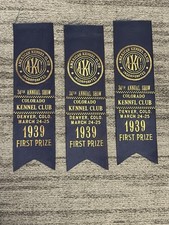 Vintage 1939 AKC First Prize Dog Show Ribbon Lot - Colorado Kennel Club Denver picture