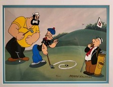 Myron Waldman One Putt Popeye Hand Painted Signed Animation Golf Cel #45/250 picture