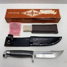 Vtg Western F66 Black Beauty Hunting Knife & Sheath 4