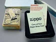 Zippo 2000 Barrett Smythe Spaceship Brass 204BBS.B241 NIB XVI Double Date Stamp picture