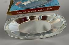 Vintage/Retro Chrome Plated Floral Oval Bread Tray Silver 12x7in MPN 502 CB picture
