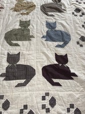 VTG JC Penney Patchwork Cat Kitty Paw Print Border Quilt 82x82” Hard To Find picture