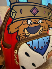Loungefly Disney Robin Hood Prince John Mini Backpack Red Brown White Blue picture