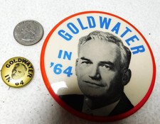 2 Vintage Barry Goldwater For President in 1964 Political Pins picture