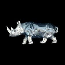 Saturno 925 Sterling Silver Oxidized & Polished Rhinoceros Figurine All Hallmark picture
