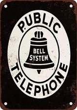 Bell System Public Telephone Vintage Look Reproduction Metal Tin Sign 8X12 In... picture