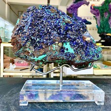 17.9LB  Laos Rare Top Natural Blue Copper Ore Quartz Crystal Mineral Standard picture