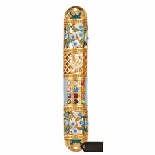 Decorative Enamel Mezuzah w/ Multi Colored Crystals and Floral Design picture