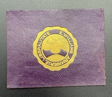 c1910 L20 Williams College MA Seal Tobacco Leather Purple Gold 2x2.5 picture