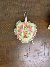 Vintage Style Victorian Ribbon Embroidered Heart Sachet | Lace Floral Cottagecor picture