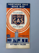 Vintage HI-SPEED GAS Station MAP North OHIO City of TOLEDO Oil Advertising picture