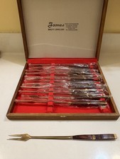 James Jewelers 12 piece Brass Wood Fork 2 Prong Flatware  Thailand NEW OLD STOCK picture