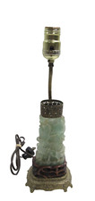 Antique Green Jade Art Deco Carved Jade Lamp picture