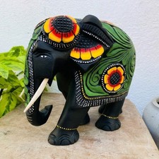 8 Inch Handcrafted Mahogany Wood Elephant Figurine Decorative Sculpture Home Dec picture