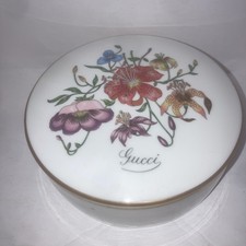 Gucci, Richard Ginori Vintage Porcelain Trinket Box Floral Design Florence Italy picture
