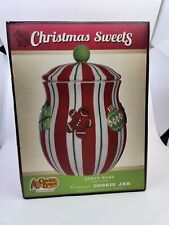 Cracker Barrel Christmas Sweets Cookie Jar Handpainted Cookies Red White Green picture